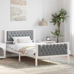 Rám postele Světle šedá 100 x 200 cm Masivní borové dřevo - obrázek 1