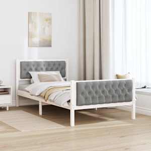 Rám postele Světle šedá 100 x 200 cm Masivní borové dřevo - obrázek 4