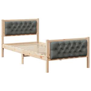 Rám postele s čelo Tmavě šedá 90 x 200 cm Masivní borové dřevo - obrázek 2