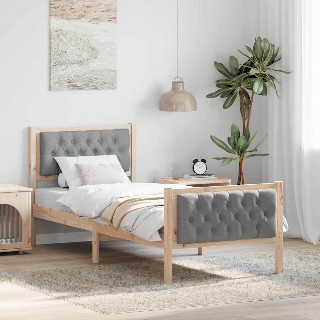 Paturi & cadre pat - Cadru de pat cu headboard Gri deschis 80 x 200 cm țesătură
