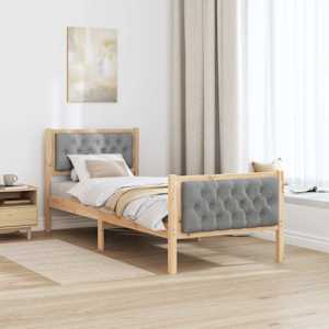 Rám postele s čelo Světle šedá 80 x 200 cm textil - obrázek 4
