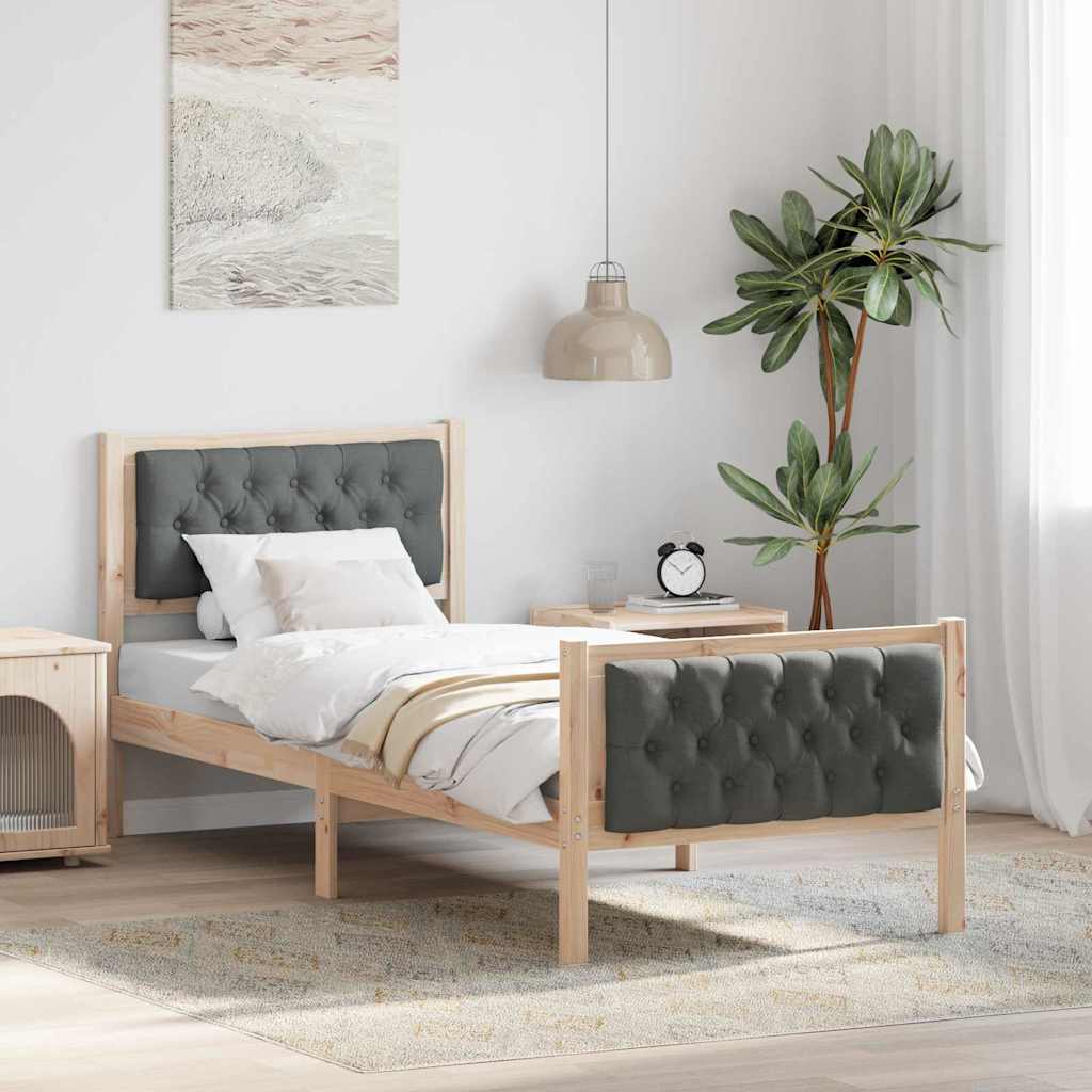 Paturi & cadre pat - Cadru de pat cu headboard Gri închis 80 x 200 cm țesătură