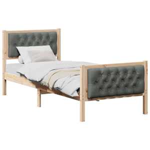 Rám postele s čelo Tmavě šedá 80 x 200 cm Masivní borové dřevo - obrázek 3