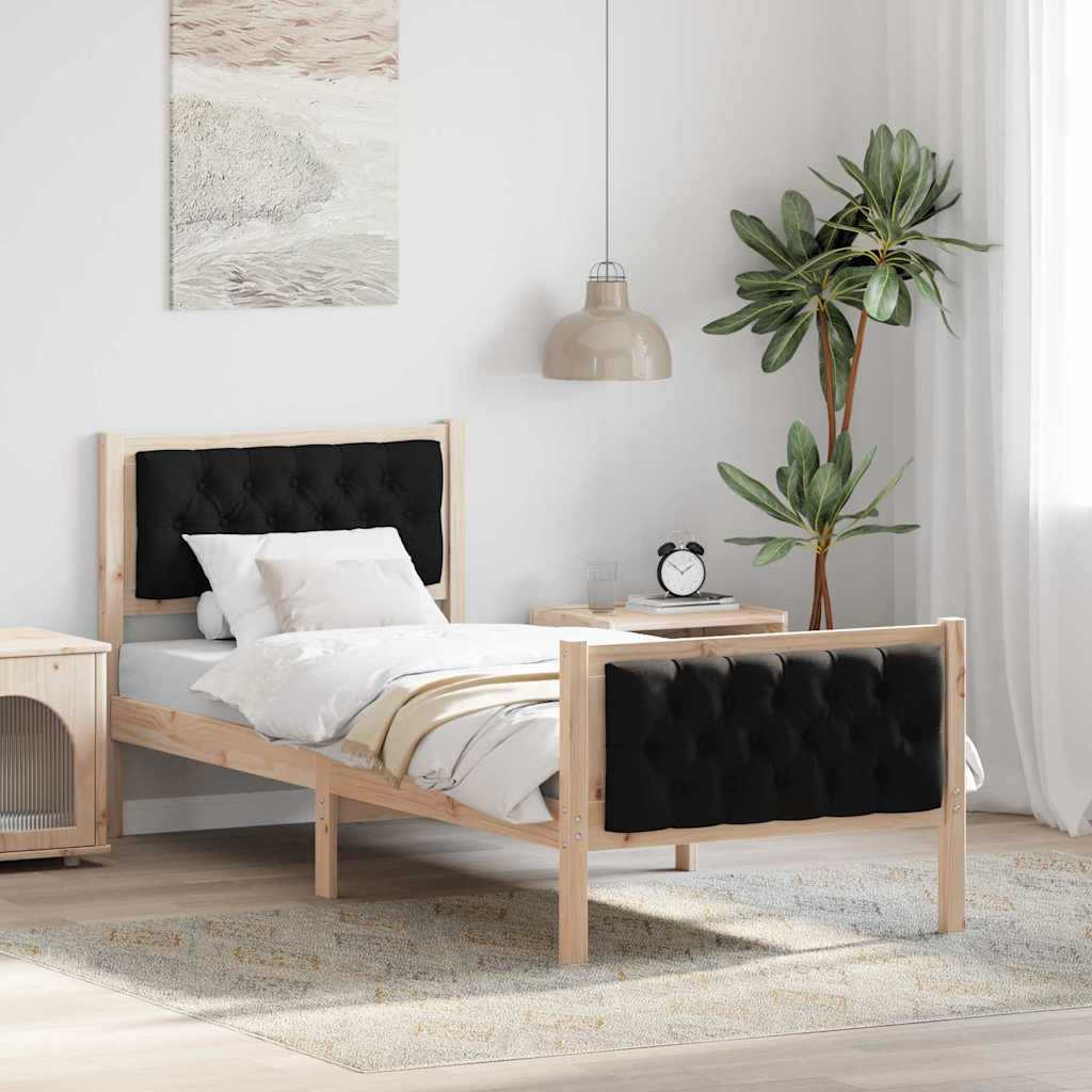 Paturi & cadre pat - Cadru de pat cu headboard Negru 80 x 200 cm țesătură