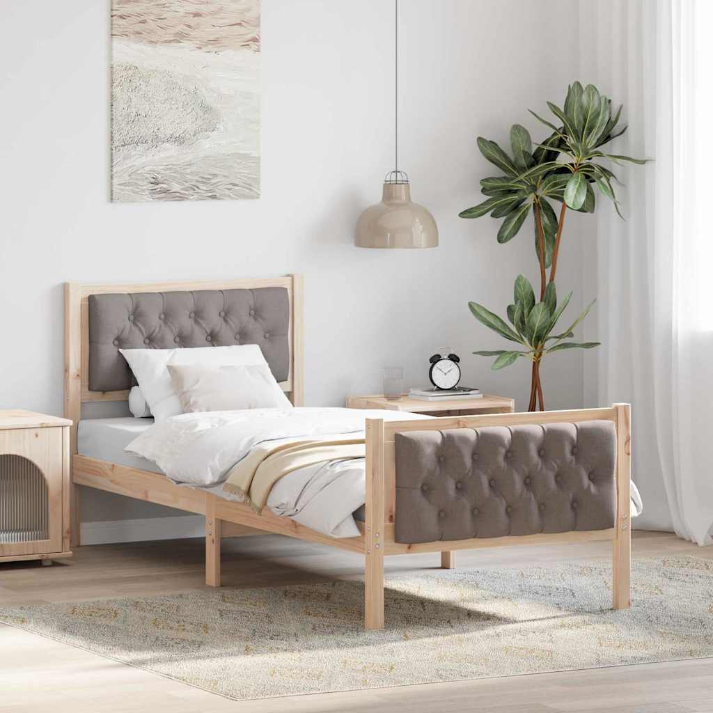 Paturi & cadre pat - Cadru de pat cu headboard Gri taupe 80 x 200 cm țesătură