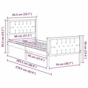 Rám postele s čelo Taupe 80 x 200 cm Masivní borové dřevo - obrázek 11