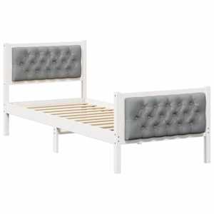 Rám postele s čelo Světle šedá 80 x 200 cm Masivní borové dřevo - obrázek 2