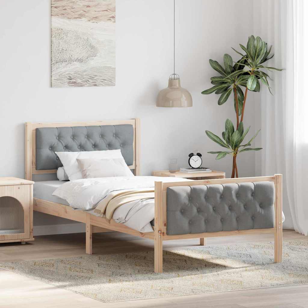 Paturi & cadre pat - Cadru de pat cu headboard Gri deschis 90 x 190 cm țesătură