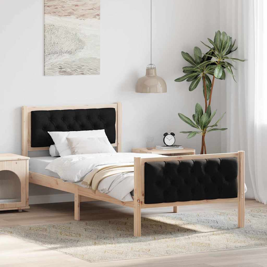 Paturi & cadre pat - Cadru de pat cu headboard Negru 90 x 190 cm țesătură