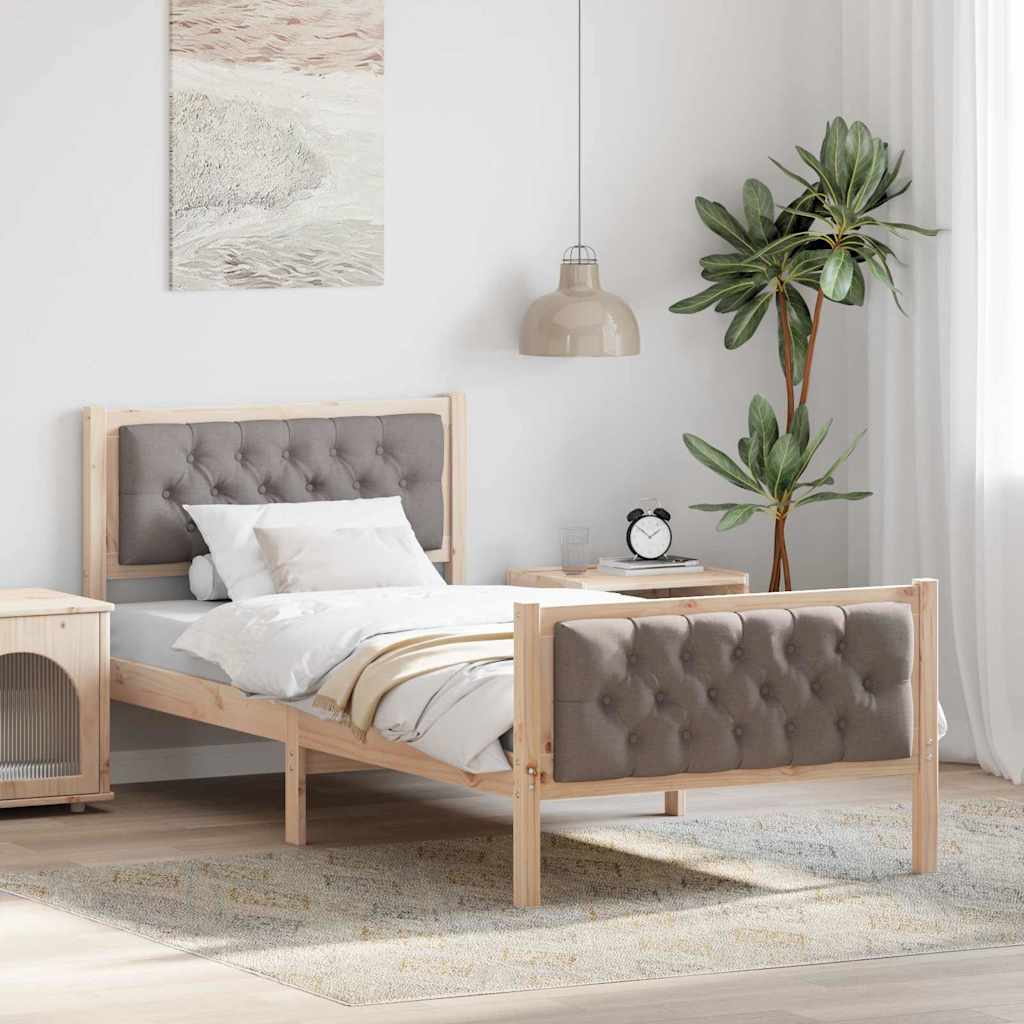 Paturi & cadre pat - Cadru de pat cu headboard Gri taupe 90 x 190 cm țesătură