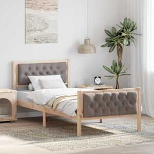 Rám postele s čelo Taupe 90 x 190 cm Masivní borové dřevo - obrázek 1