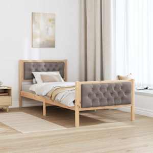 Rám postele s čelo Taupe 90 x 190 cm Masivní borové dřevo - obrázek 4