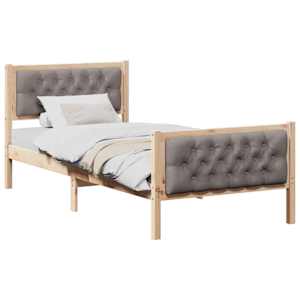 Rám postele s čelo Taupe 90 x 190 cm Masivní borové dřevo - obrázek 3