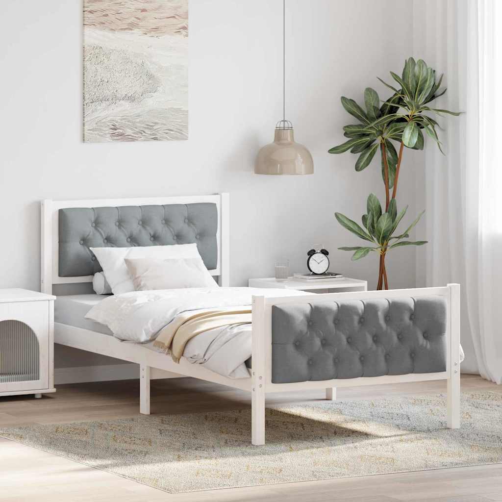 Paturi & cadre pat - Cadru de pat cu headboard Gri deschis 90 x 190 cm țesătură