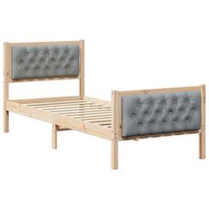 Rám postele s čelo Světle šedá 75 x 190 cm Masivní borové dřevo - obrázek 2
