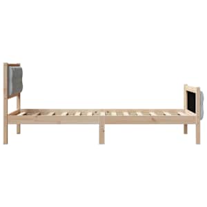 Rám postele s čelo Světle šedá 75 x 190 cm Masivní borové dřevo - obrázek 6