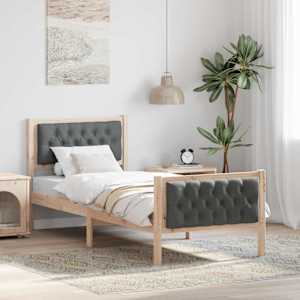 Rám postele s čelo Tmavě šedá 75 x 190 cm Masivní borové dřevo - obrázek 1