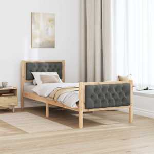Rám postele s čelo Tmavě šedá 75 x 190 cm Masivní borové dřevo - obrázek 4