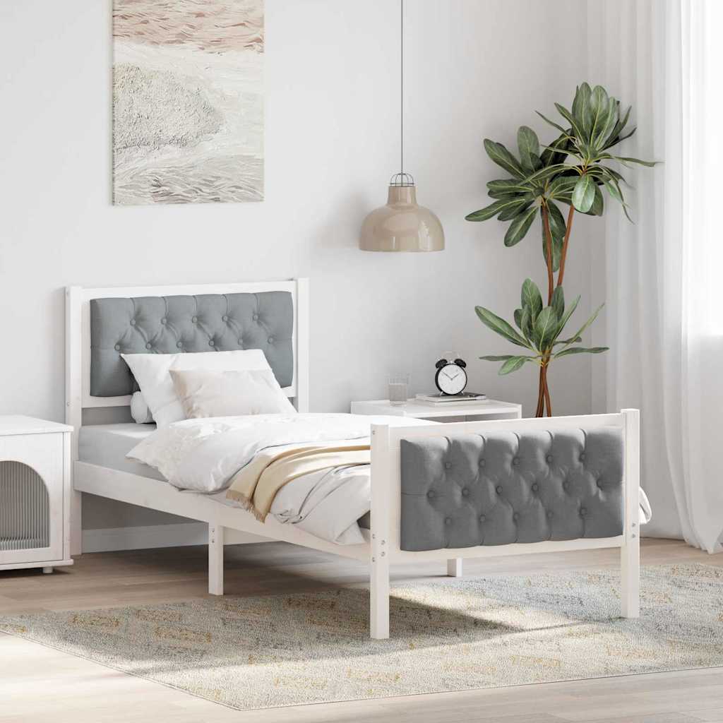 vidaXL Bettgestell mit Kopfteil Hellgrau 75 x 190 cm Stoff
