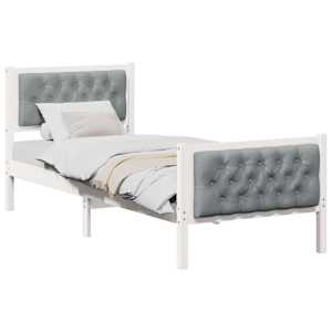 Rám postele s čelo Světle šedá 75 x 190 cm Masivní borové dřevo - obrázek 3