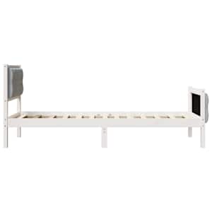 Rám postele s čelo Světle šedá 75 x 190 cm Masivní borové dřevo - obrázek 6