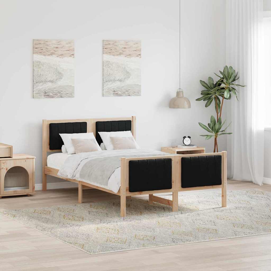 Paturi si accesorii - Cadru de pat Maro și negru 120 x 200 cm Lemn masiv de pin