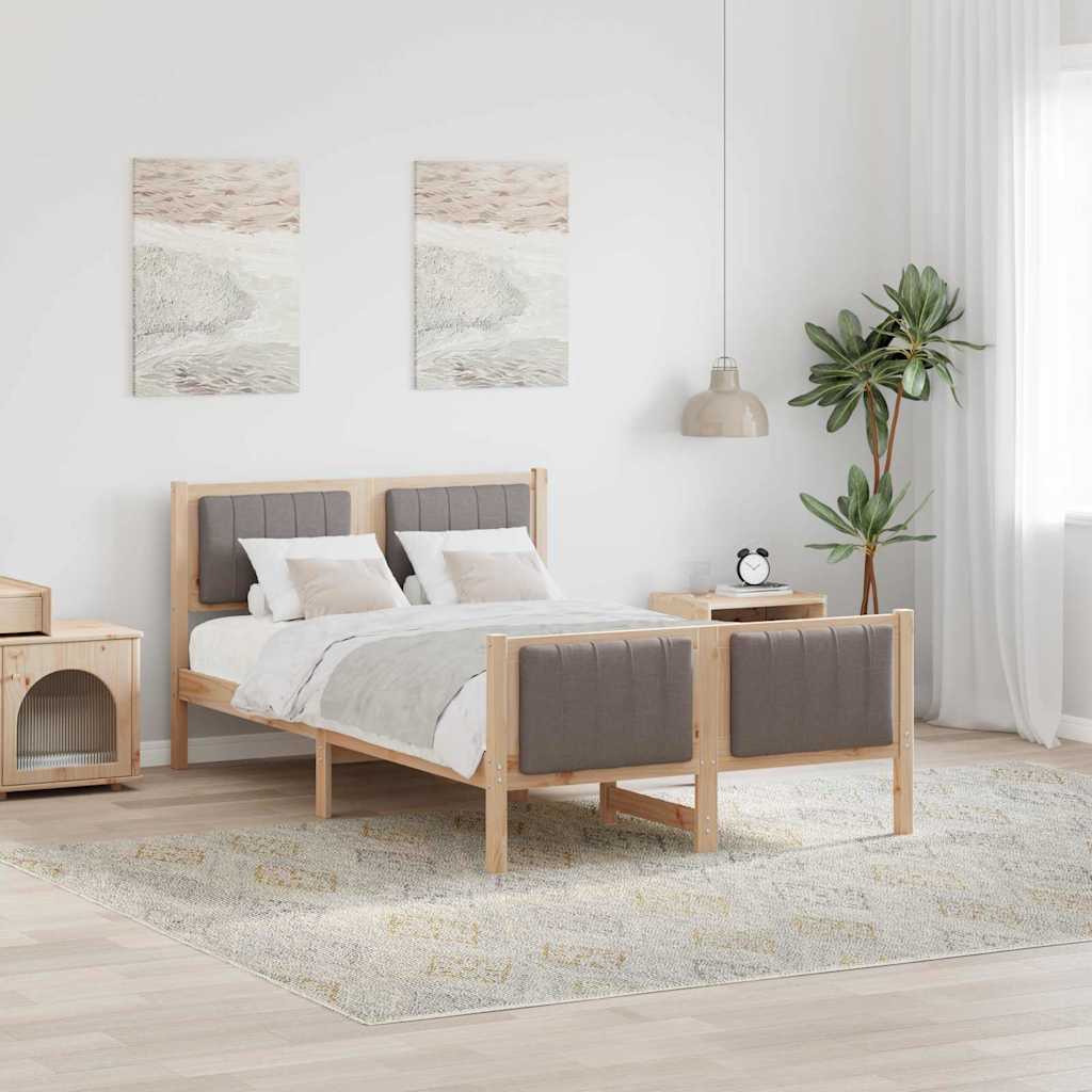 Paturi si accesorii - Cadru de pat Maroniu și taupe 120 x 200 cm Lemn masiv de pin