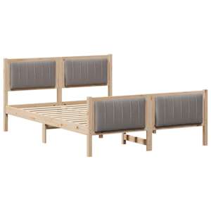 Rám postele Hnědá a taupe 135 x 190 cm Masivní borovicové dřevo - obrázek 3