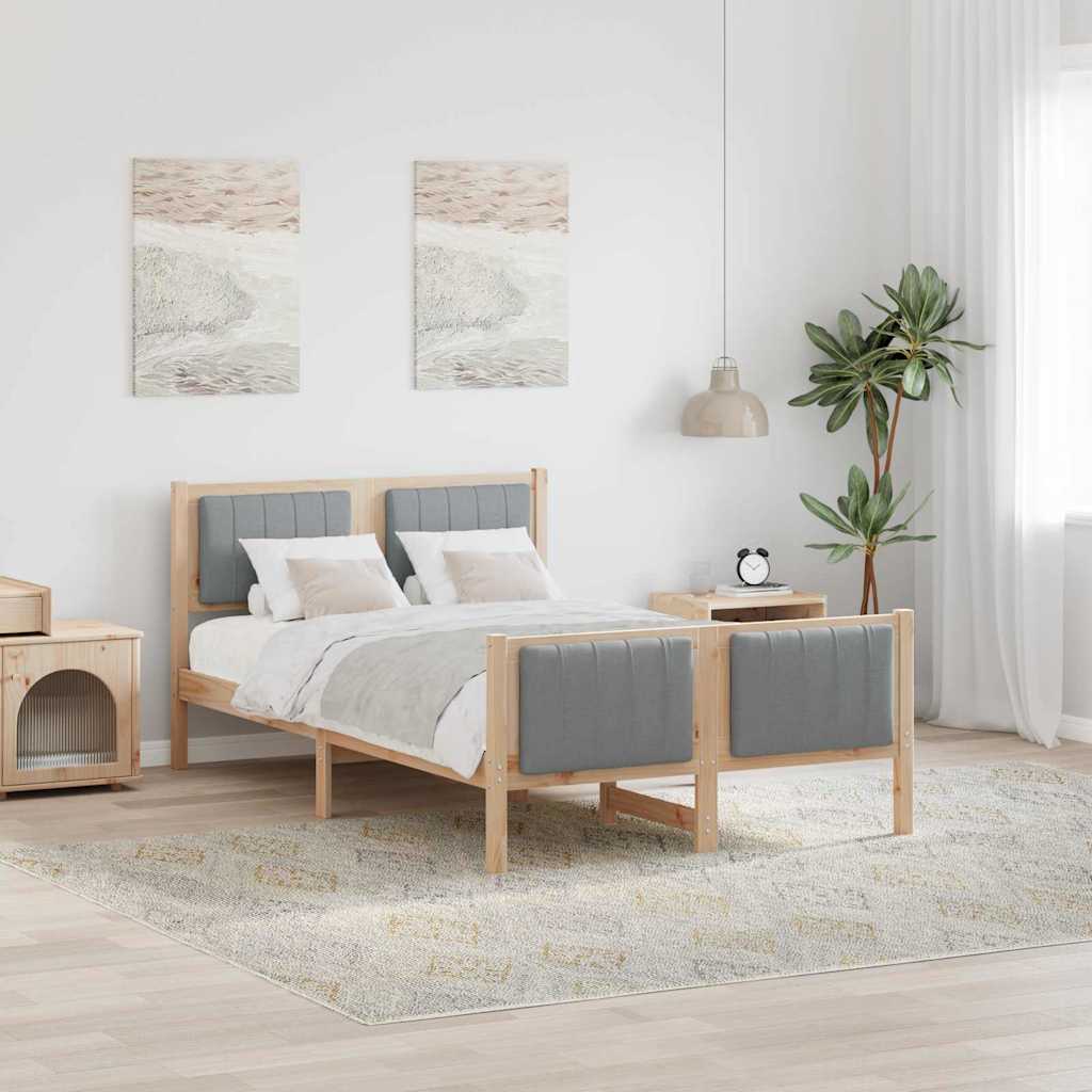 vidaXL Bettgestell Braun und hellgrau 120 x 190 cm Massivholz Kiefer
