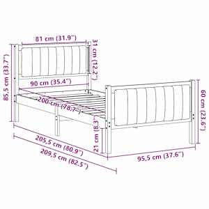 Rám postele s čelo Hnědá a světlá šedá 90 x 200 cm - obrázek 11