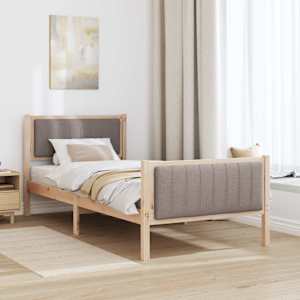 Rám postele Hnědá a taupe 90 x 200 cm Masivní borovicové dřevo - obrázek 4