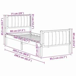 Rám postele Hnědo-černá 80 x 200 cm Masivní borovicové dřevo - obrázek 11