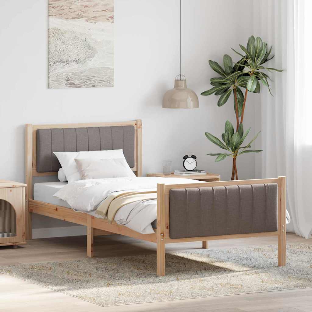 vidaXL Bettgestell Braun und Taupe 90 x 190 cm Massivholz Kiefer