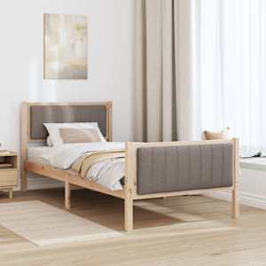Rám postele Hnědá a taupe 90 x 190 cm Masivní borovicové dřevo - obrázek 4
