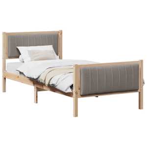 Rám postele Hnědá a taupe 90 x 190 cm Masivní borovicové dřevo - obrázek 2