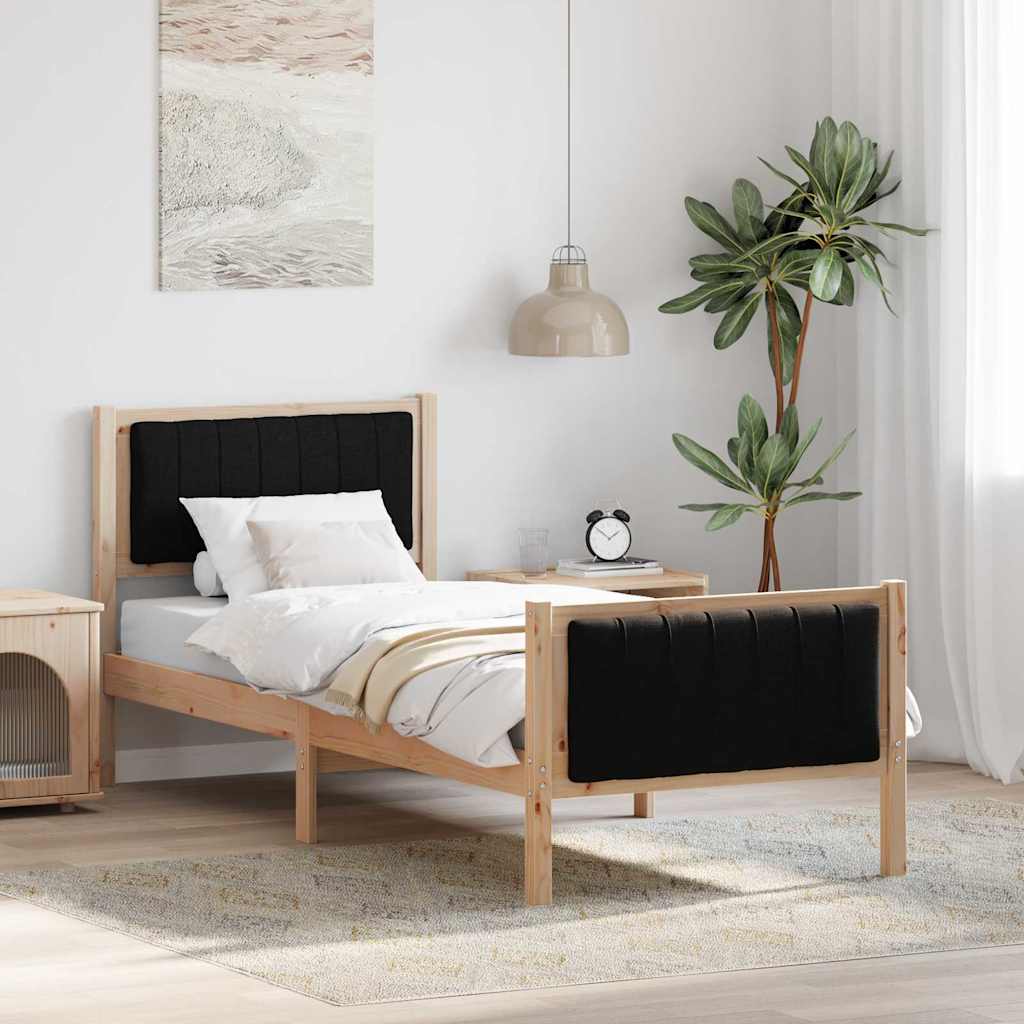 vidaXL Bettgestell Braun und Schwarz 75 x 190 cm Massivholz Kiefer