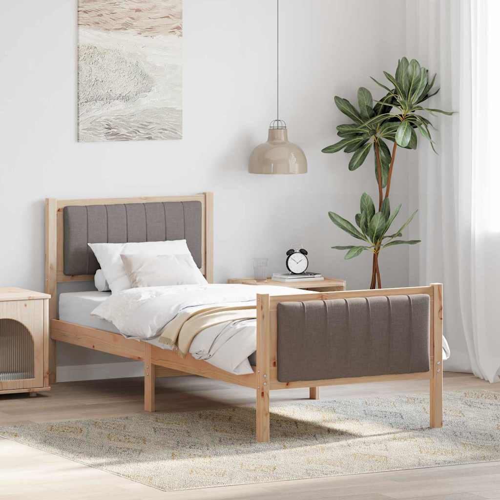 vidaXL Bettgestell Braun und Taupe 75 x 190 cm Massivholz Kiefer