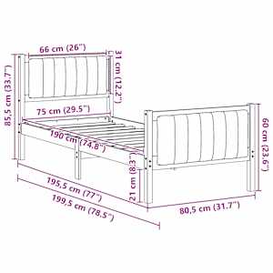 Rám postele Hnědá a taupe 75 x 190 cm Masivní borovicové dřevo - obrázek 11