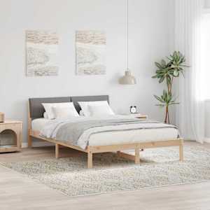 Rám postele Hnědá a taupe 160 x 200 cm Masivní borovicové dřevo - obrázek 1