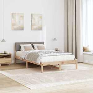 Rám postele Hnědá a taupe 120 x 200 cm Masivní borovicové dřevo - obrázek 4
