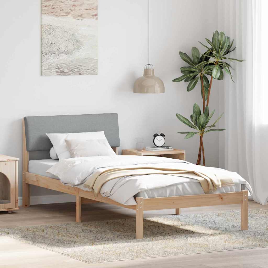 vidaXL Bettgestell Braun und hellgrau 100 x 200 cm Massivholz Kiefer