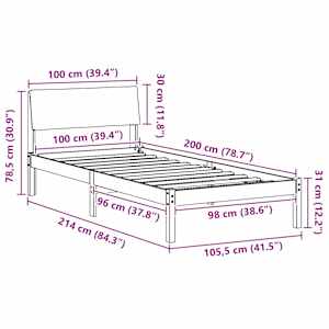 Rám postele s čelo Hnědá a světlá šedá 100 x 200 cm - obrázek 11
