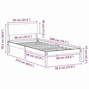 Rám postele s čelo hnědá a tmavě šedá 90 x 200 cm - obrázek 11