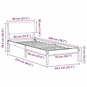 Rám postele s čelo hnědá a tmavě šedá 80 x 200 cm - obrázek 11