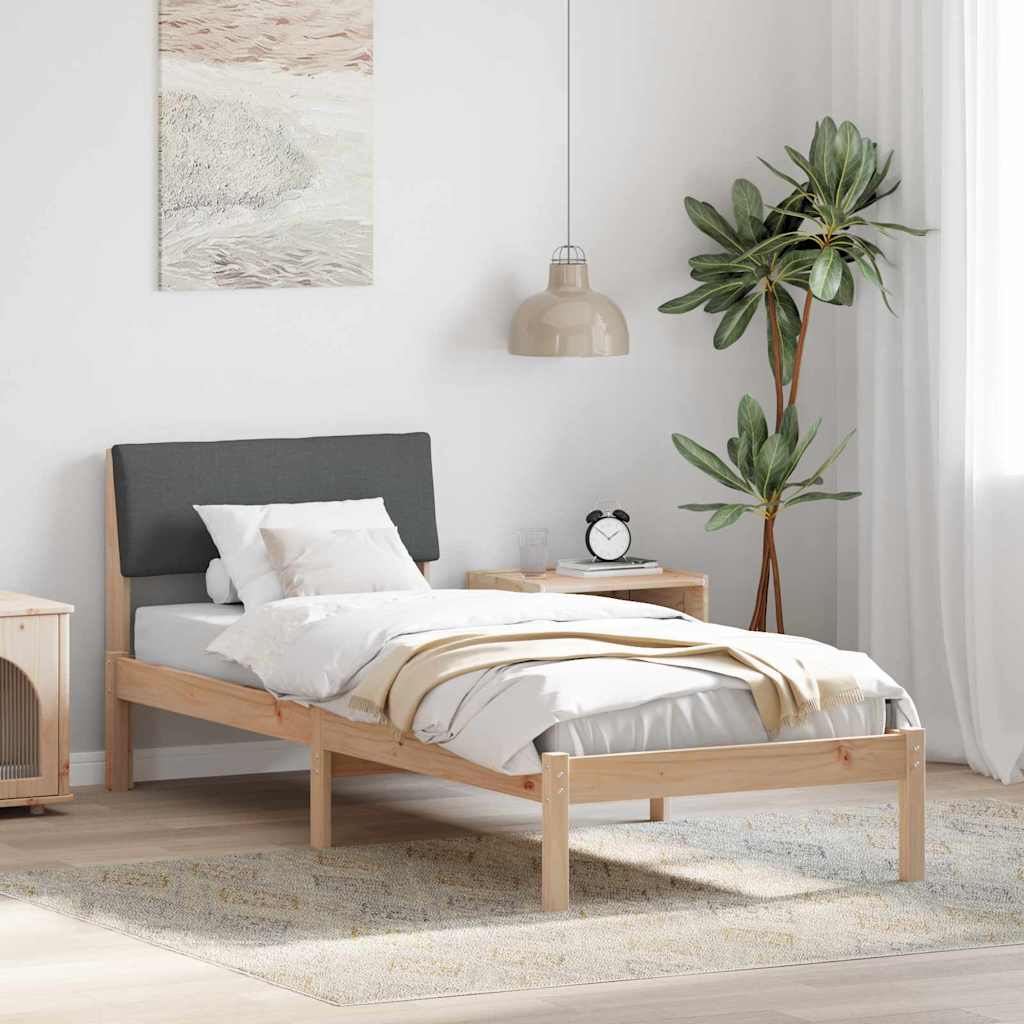 vidaXL Bettgestell Braun und Dunkelgrau 75 x 190 cm Massivholz Kiefer