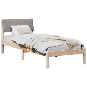 Rám postele Hnědá a taupe 75 x 190 cm Masivní borovicové dřevo - obrázek 3