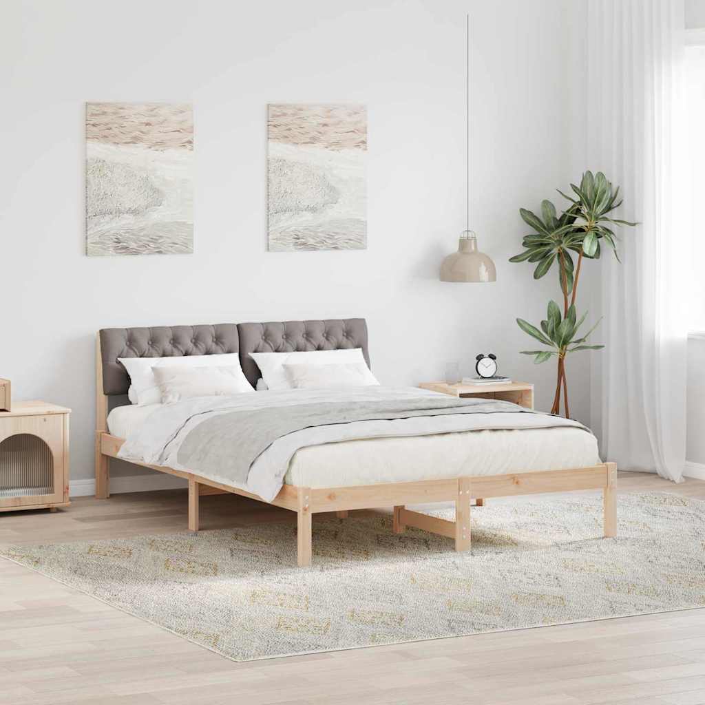 vidaXL Bettgestell Braun und Taupe 150 x 200 cm Massivholz Kiefer