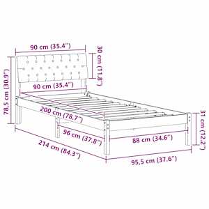 Rám postele s čelo hnědá a tmavě šedá 90 x 200 cm - obrázek 11