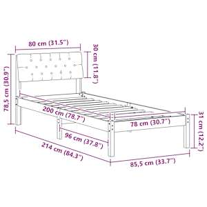 Rám postele s čelo hnědá a tmavě šedá 80 x 200 cm - obrázek 11