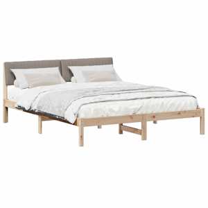Rám postele Hnědá a taupe 150 x 200 cm Masivní borovicové dřevo - obrázek 3